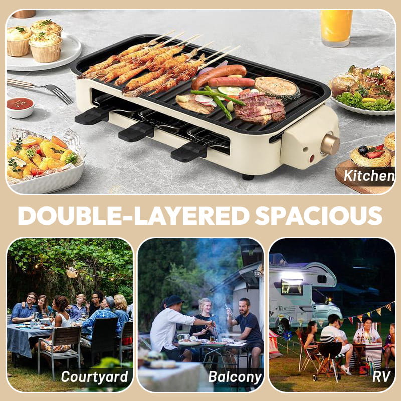 🍢Large Capacity Detachable Multi-Function Smokeless Electric Grill