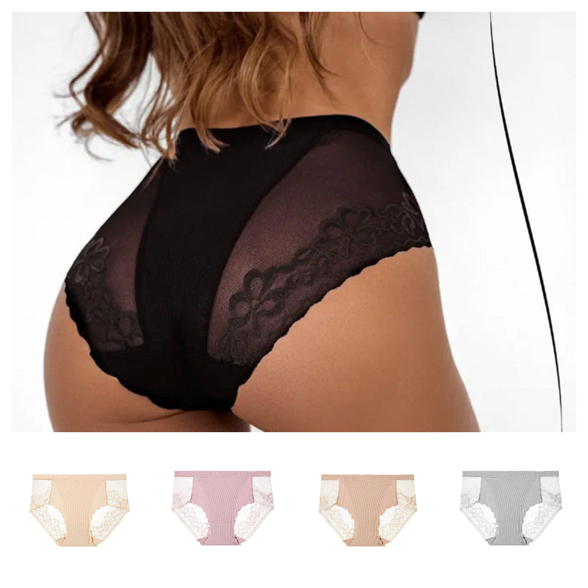 Women’s Sexy Floral Lace Mesh Briefs