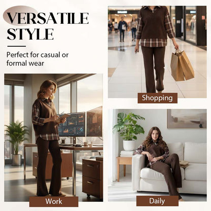 Women's Elegant Faux Two-Piece Shirt & Pants Lounge Set