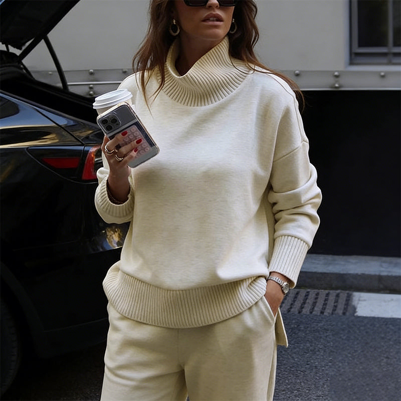 🔥New Arrivals Special Offer-High-Neck Side-Zip Sweatshirt & Pants Set