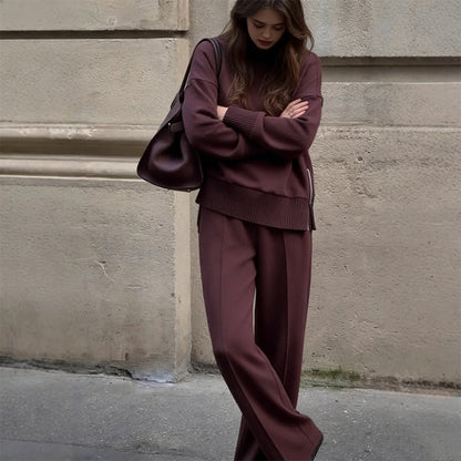 🔥New Arrivals Special Offer-High-Neck Side-Zip Sweatshirt & Pants Set