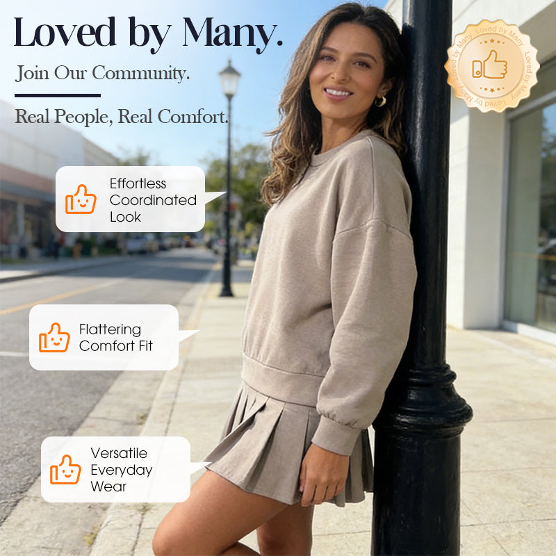 🔥Hot Sale Deals-Women’s Casual Top & Stylish Pleated Skirt 2-Piece Set