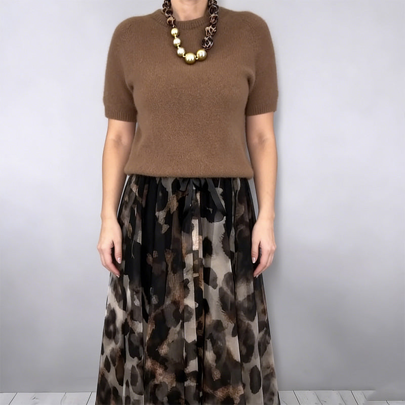 🔥New Arrivals Special Offer-Women's Two-Piece Sweater & Leopard Flowy Skirt Set