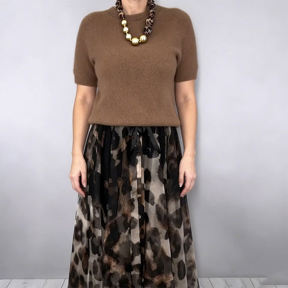 🔥New arrivals offer-Women's Two-Piece Sweater & Leopard Flowy Skirt Set