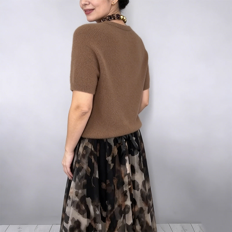 🔥New Arrivals Special Offer-Women's Two-Piece Sweater & Leopard Flowy Skirt Set