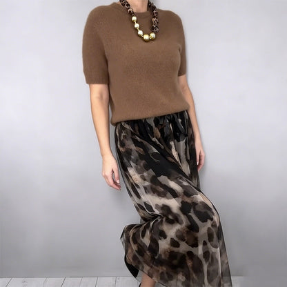 🔥New Arrivals Special Offer-Women's Two-Piece Sweater & Leopard Flowy Skirt Set