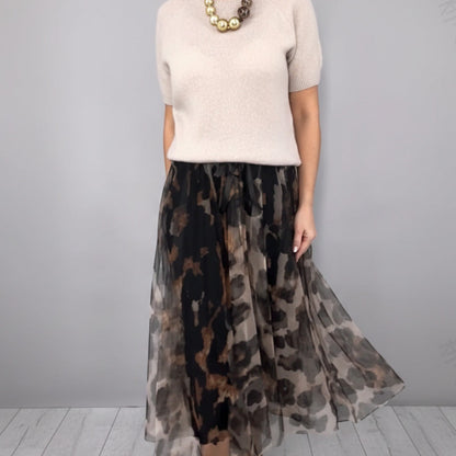 🔥New arrivals offer-Women's Two-Piece Sweater & Leopard Flowy Skirt Set