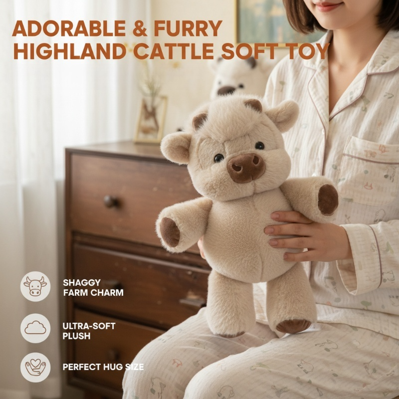 💞50K+ SOLD! 🔥🔥50% OFF!🎁🎁Adorable & Furry Highland Cattle Soft Toy
