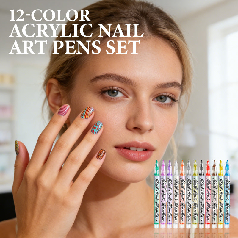 12-Color Acrylic Nail Art Pens Set