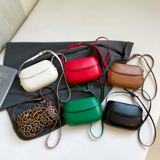 Minimalist PU Leather Crossbody Saddle Bag