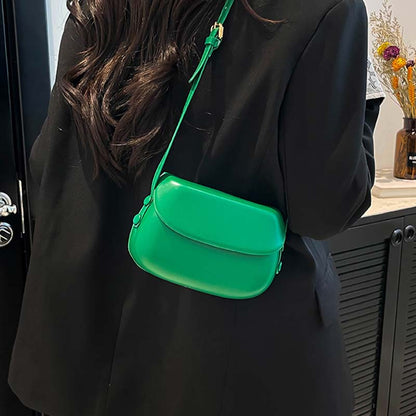 Minimalist PU Leather Crossbody Saddle Bag