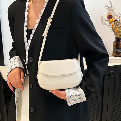 Minimalist PU Leather Crossbody Saddle Bag