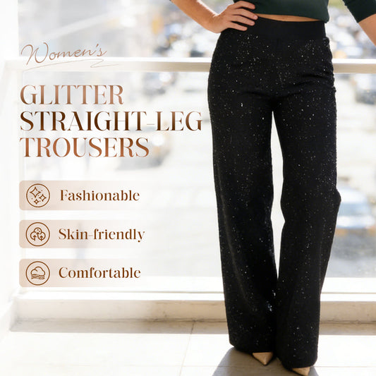 🔥Last Day 49% OFF - High-Waist Glitter Straight-Leg Trousers