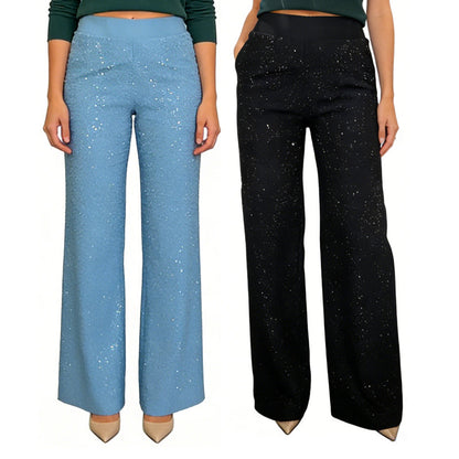 🔥Last Day 49% OFF - High-Waist Glitter Straight-Leg Trousers