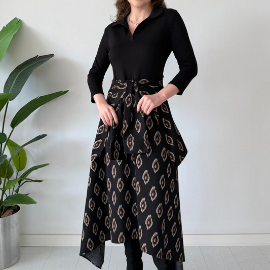 Tie-Waist Fit & Flare Midi Dress