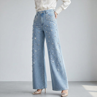 🔥Limited-time offer-Elegant Embellished Denim Pants for Women