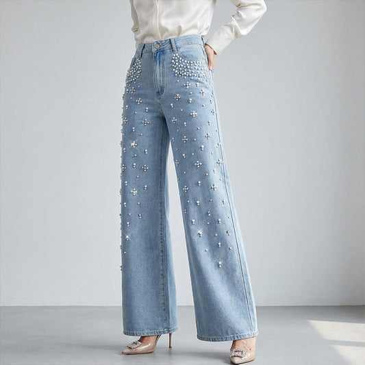 🔥Limited-time offer-Elegant Embellished Denim Pants for Women