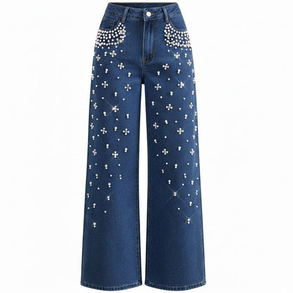 🔥Limited-time offer-Elegant Embellished Denim Pants for Women