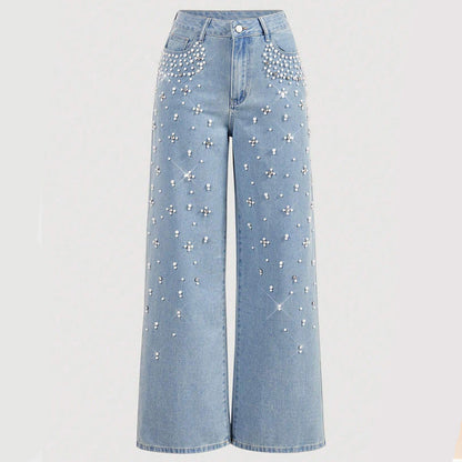 🔥Limited-time offer-Elegant Embellished Denim Pants for Women