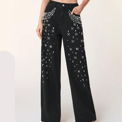🔥Limited-time offer-Elegant Embellished Denim Pants for Women