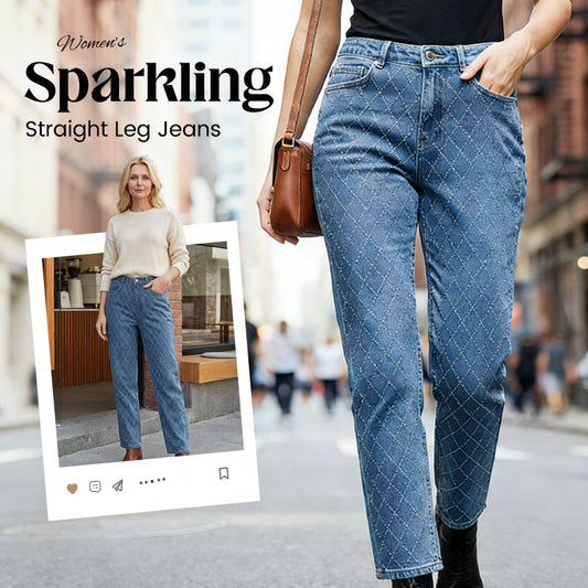 🔥Hot Sale Deals-Women's Sparkling Straight Leg Jeans