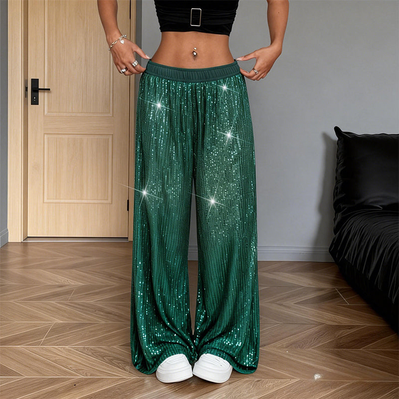 🔥Limited-time offer-Women’s Sequin Wide-Leg Pants with Elastic Waist