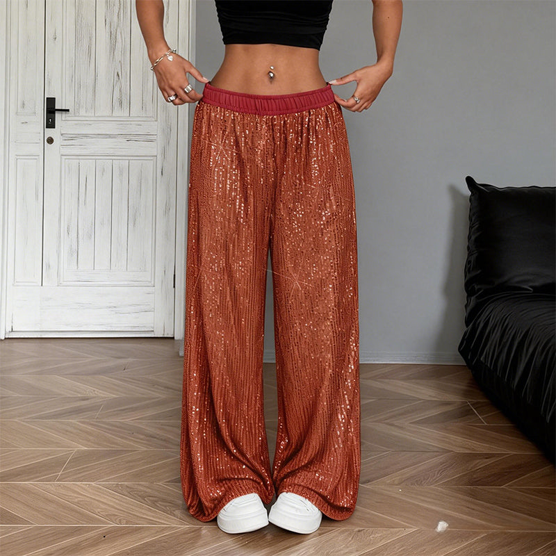 🔥Limited-time offer-Women’s Sequin Wide-Leg Pants with Elastic Waist
