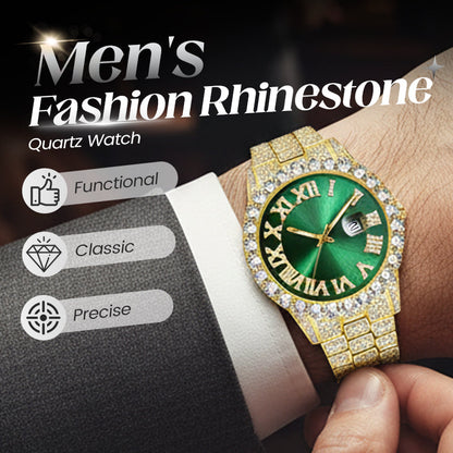 💎 Steal the Spotlight! Full Rhinestone Men's Quartz Watch | Luxe Design, Statement Look🕶️