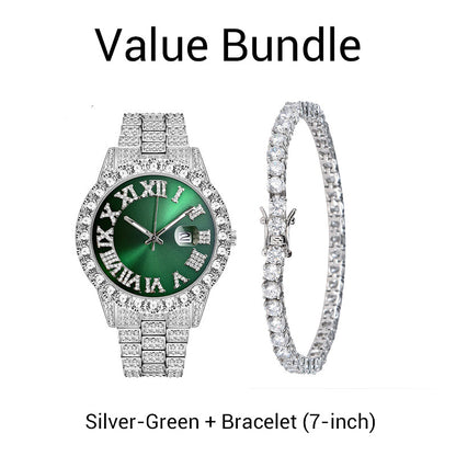 💎 Steal the Spotlight! Full Rhinestone Men's Quartz Watch | Luxe Design, Statement Look🕶️