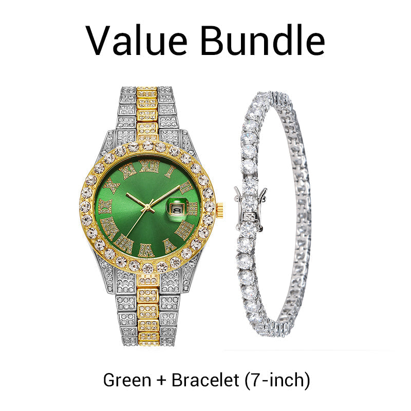 💎 Steal the Spotlight! Full Rhinestone Men's Quartz Watch | Luxe Design, Statement Look🕶️