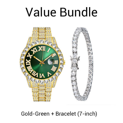 💎 Steal the Spotlight! Full Rhinestone Men's Quartz Watch | Luxe Design, Statement Look🕶️