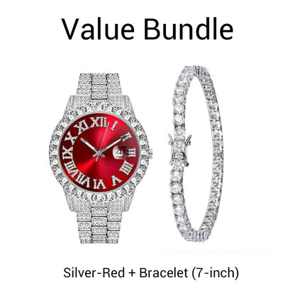 💎 Steal the Spotlight! Full Rhinestone Men's Quartz Watch | Luxe Design, Statement Look🕶️