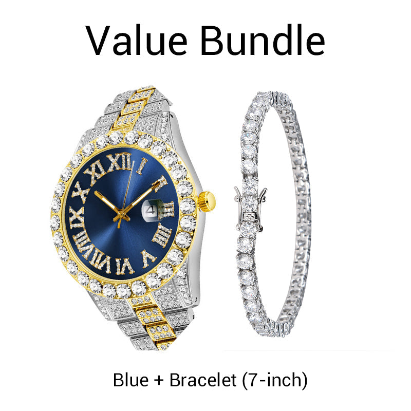 💎 Steal the Spotlight! Full Rhinestone Men's Quartz Watch | Luxe Design, Statement Look🕶️