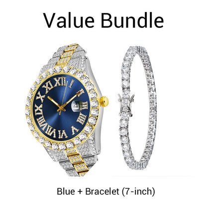 💎 Steal the Spotlight! Full Rhinestone Men's Quartz Watch | Luxe Design, Statement Look🕶️