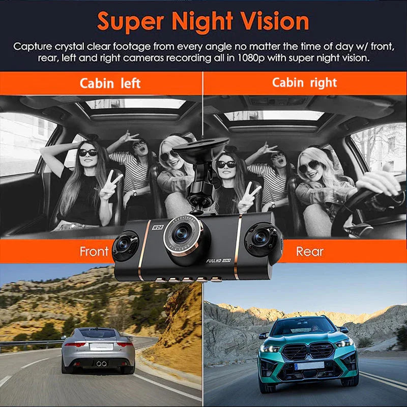 🏆50% Off!🚗4-Channel HD Dashcam with Front Interior Rear Recording🎥
