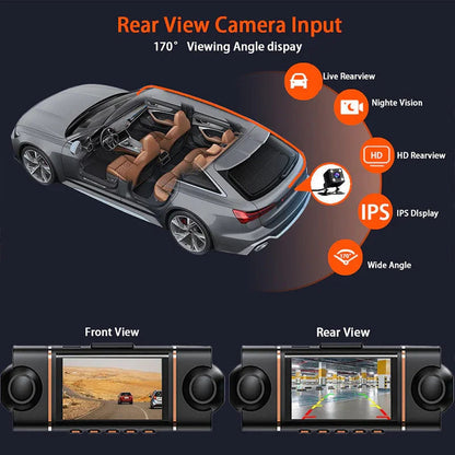 🏆50% Off!🚗4-Channel HD Dashcam with Front Interior Rear Recording🎥