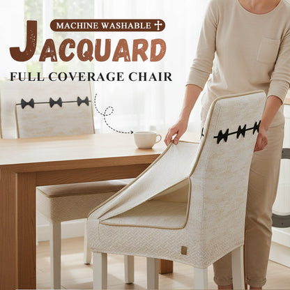 Full Coverage Chair Cover with Elegant Jacquard