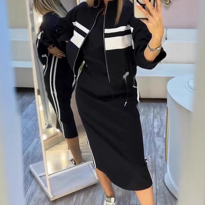 ⏳Time-Limited Special⏰Women's Stand Collar Jacket & Dress Set