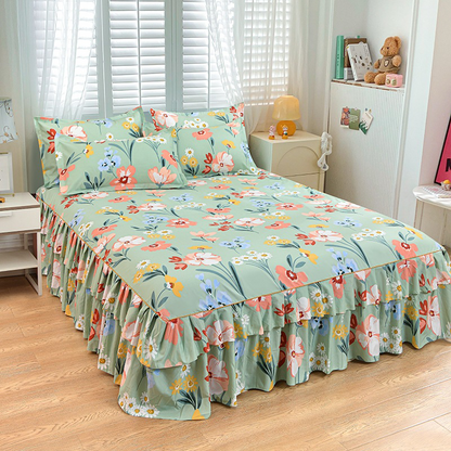 🛏️ 49% OFF NOW! 🎀 3-Piece Ruffled Bed Skirt Set – Elegant Design, Easy Fit & Complete Coverage 🛌