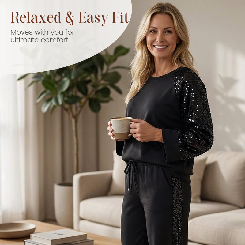 🎁2026 New Arrivals 50% OFF💥Women's Sequin Spliced Sweatshirt & Pants Set