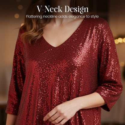 ⌛Limited-time offer-Women's Sparkle Sequin V-Neck Dress