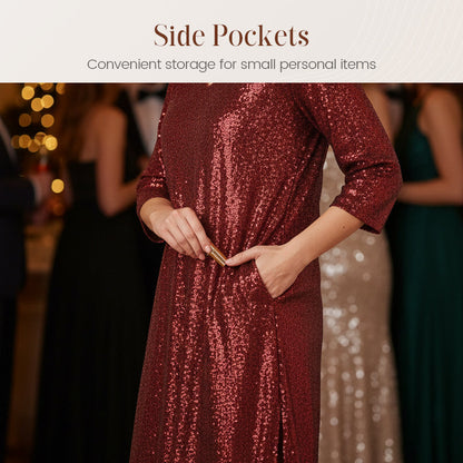 ⌛Limited-time offer-Women's Sparkle Sequin V-Neck Dress