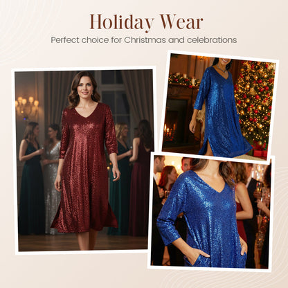 ⌛Limited-time offer-Women's Sparkle Sequin V-Neck Dress