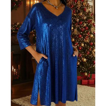 ⌛Limited-time offer-Women's Sparkle Sequin V-Neck Dress