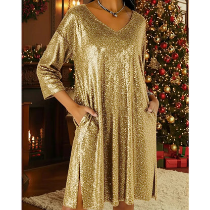 ⌛Limited-time offer-Women's Sparkle Sequin V-Neck Dress