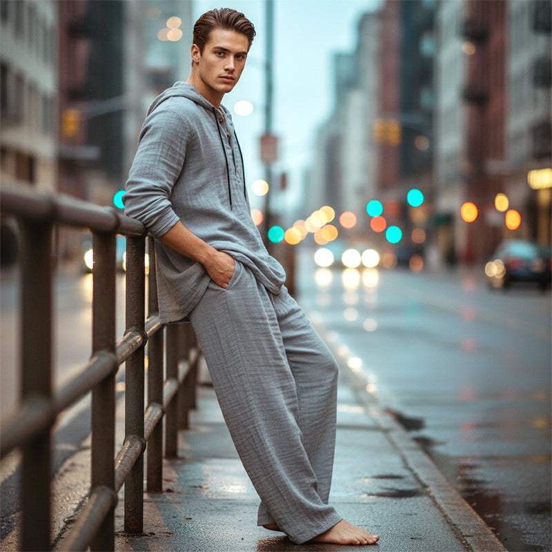 📢📢49% OFF !!!Men's Hooded Casual Loose Top & Pants 2-Piece Set