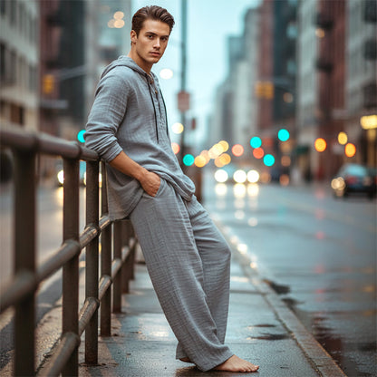 📢📢49% OFF !!!Men's Hooded Casual Loose Top & Pants 2-Piece Set