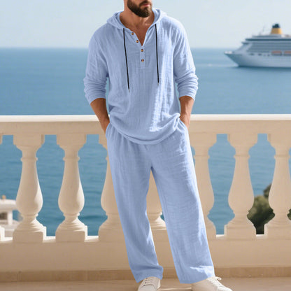 📢📢49% OFF !!!Men's Hooded Casual Loose Top & Pants 2-Piece Set