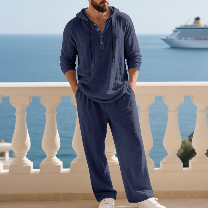 📢📢49% OFF !!!Men's Hooded Casual Loose Top & Pants 2-Piece Set