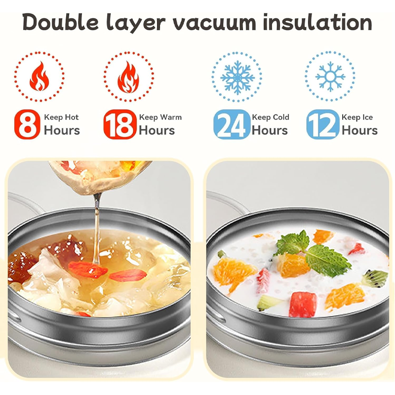 🔥Hot Sale Deals-316 Stainless Steel Thermal Food Jar with Folding Spoon